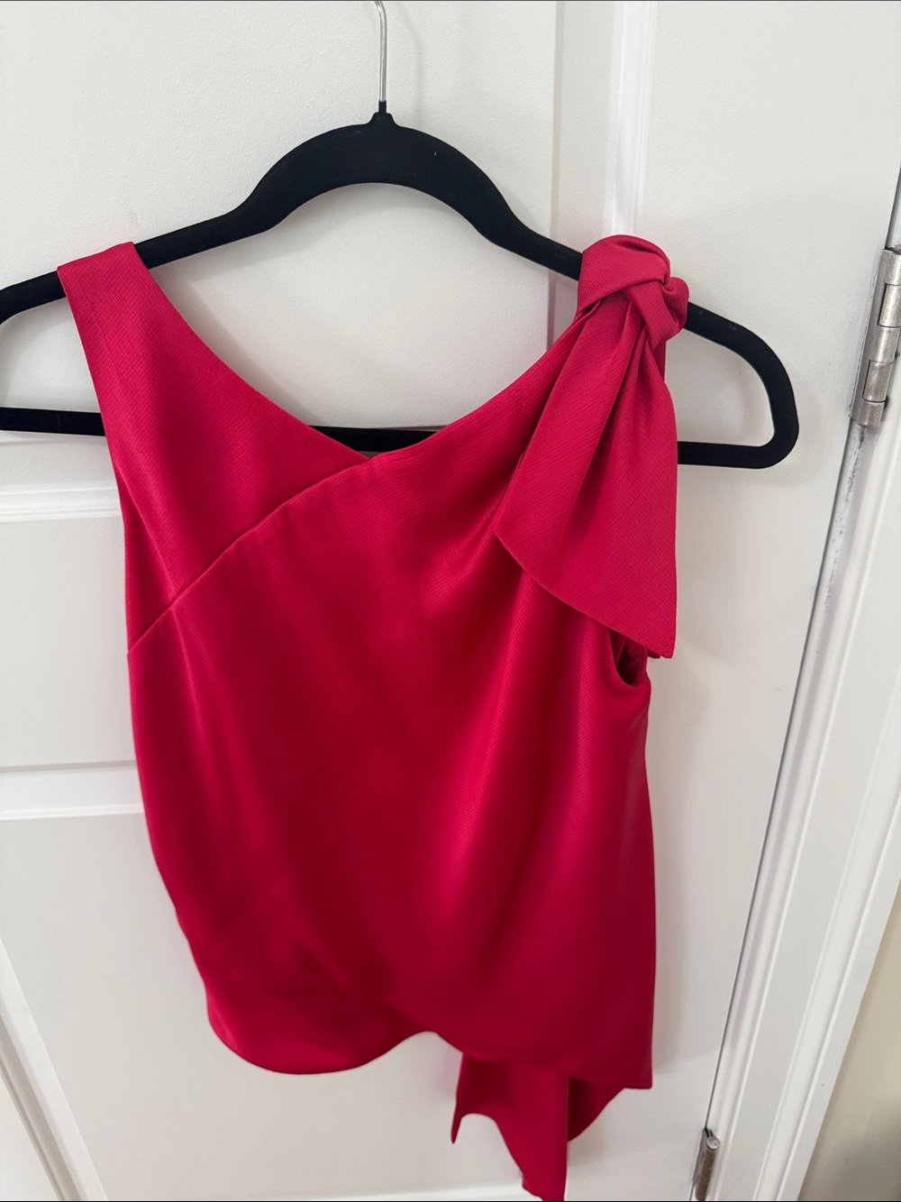 Karen Millen Red One-Shoulder Bow Camisole